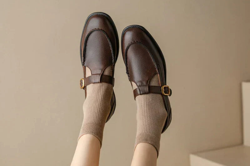 Women's Retro T-Strap Mary Jane Shoes | Round Toe Low Heels