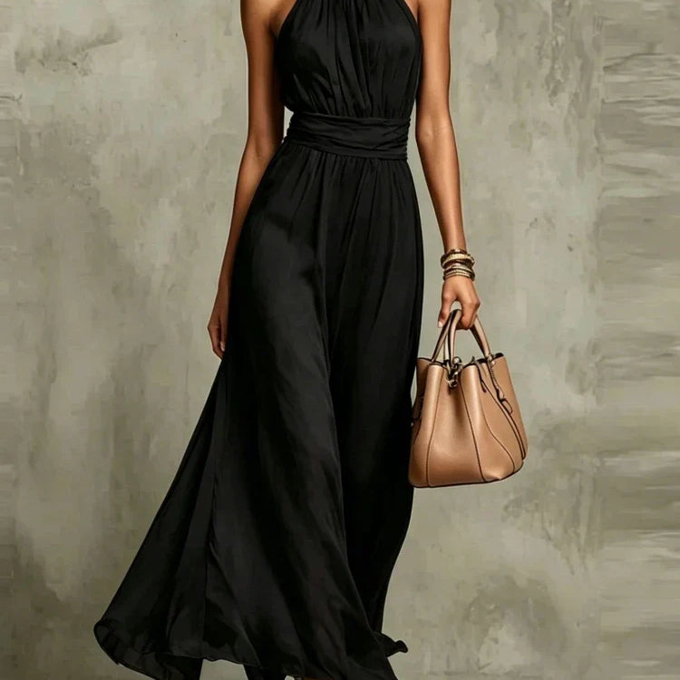 Women's Halter Chiffon Maxi Dress | Flowing Wedding Guest Dress