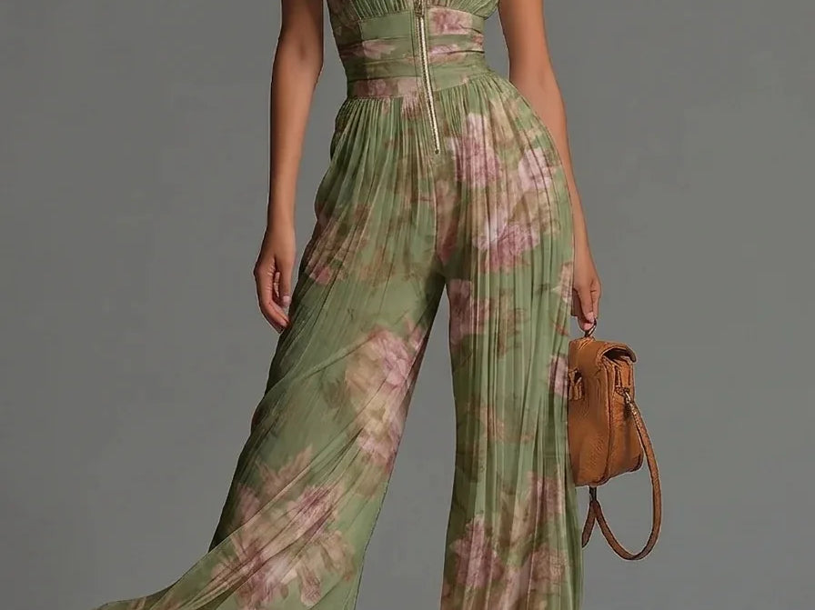 Cassidy Floral Wide Leg Jumpsuit - Green