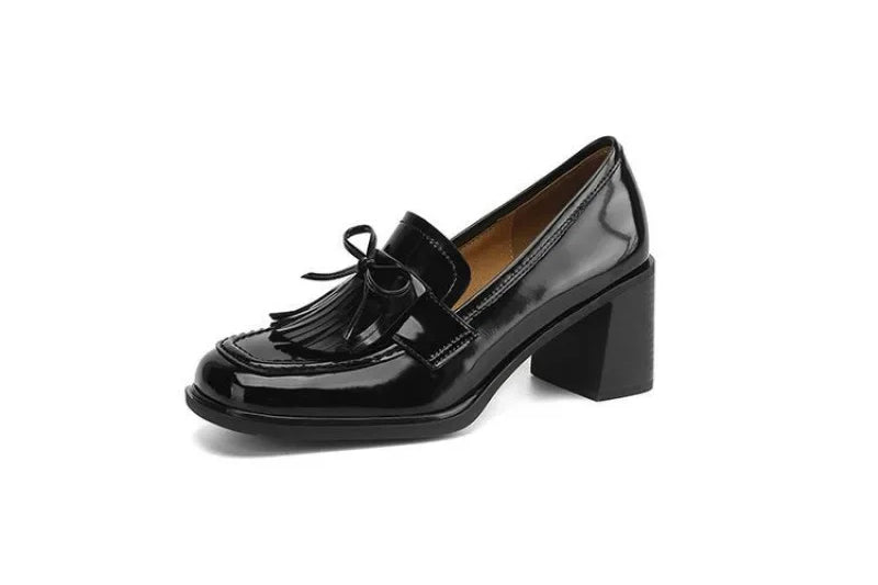 Women's Tassel Loafer Pumps | Round Toe Block Heel Loafers