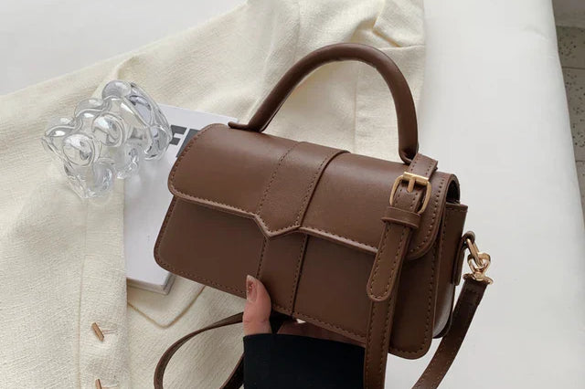 Brown leather crossbody bag