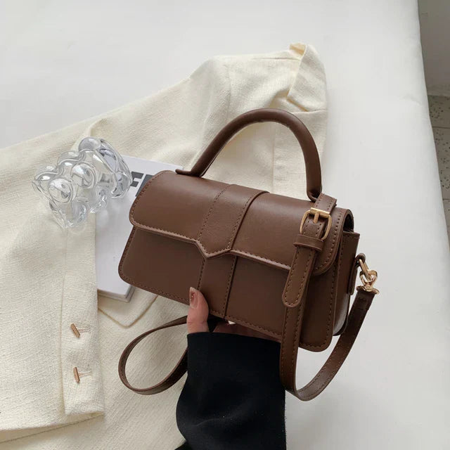 Brown leather crossbody bag