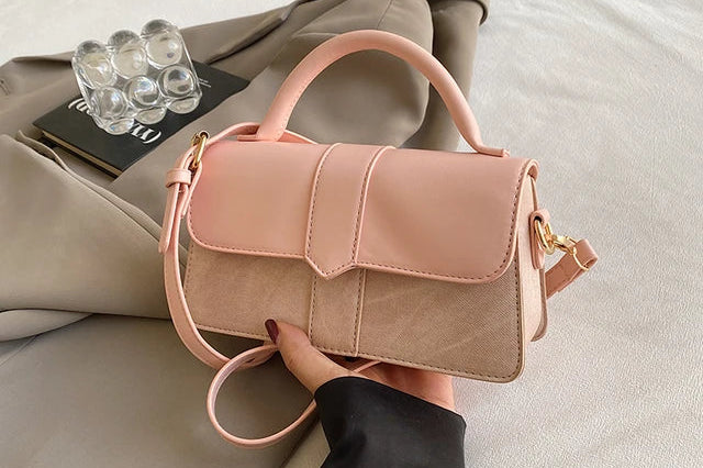 Pink leather crossbody bag