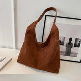 Brown suede tote bag