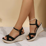 Sandals | Open-Toe Wedge Heel with Cross Strap Design | Stylish and Comfortable 4