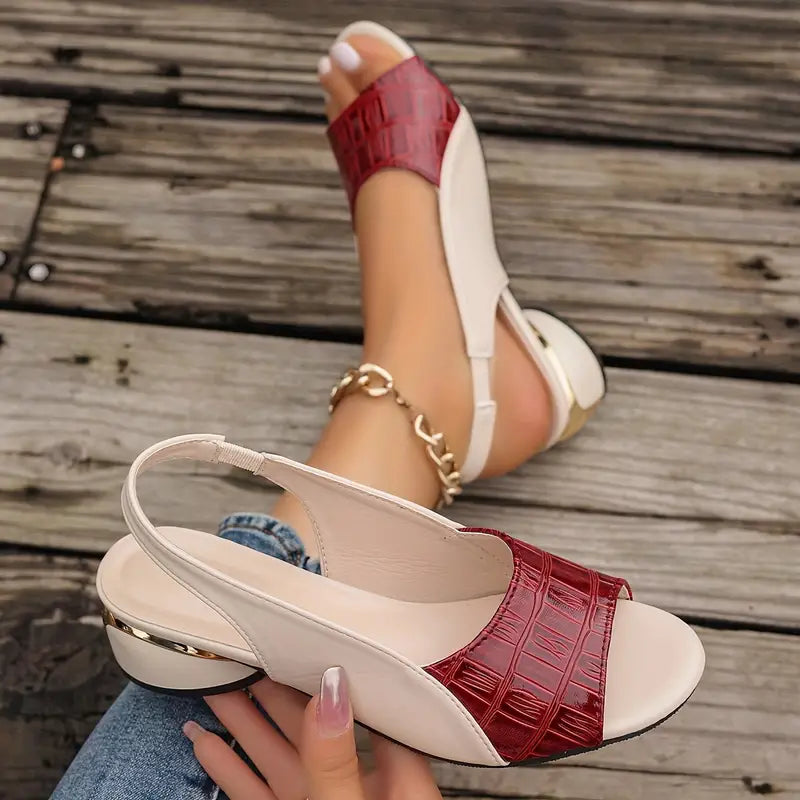 Sandals | Textured Strap Block Heel Slingback | Stylish Comfortable Summer Footwear 4