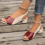Sandals | Textured Strap Block Heel Slingback | Stylish Comfortable Summer Footwear 5