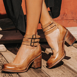 Sandals | Triple Ankle Strap Closed Toe Block Heel | Stylish Comfortable Footwear 0