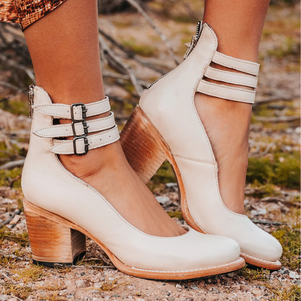 Sandals | Triple Ankle Strap Closed Toe Block Heel | Stylish Comfortable Footwear 3
