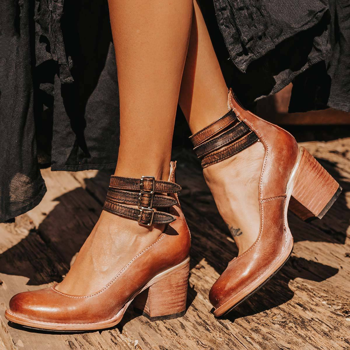 Sandals | Triple Ankle Strap Closed Toe Block Heel | Stylish Comfortable Footwear 4