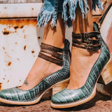 Sandals | Triple Ankle Strap Closed Toe Block Heel | Stylish Comfortable Footwear 6