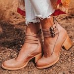 Sandals | Triple Ankle Strap Closed Toe Block Heel | Stylish Comfortable Footwear 7