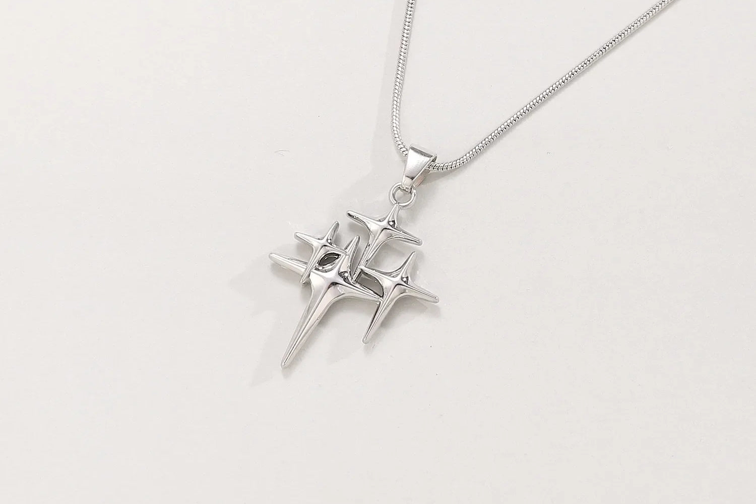 Women's Stainless Steel Star Pendant Necklace Duo | Layered Minimalist Star Necklaces