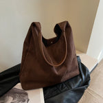 Coffee suede tote bag