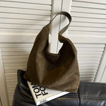 Green suede tote bag