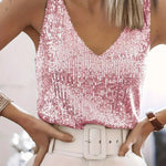 Pink sequin sleeveless top