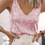 Pink sequin sleeveless top