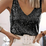 Black sequin sleeveless top