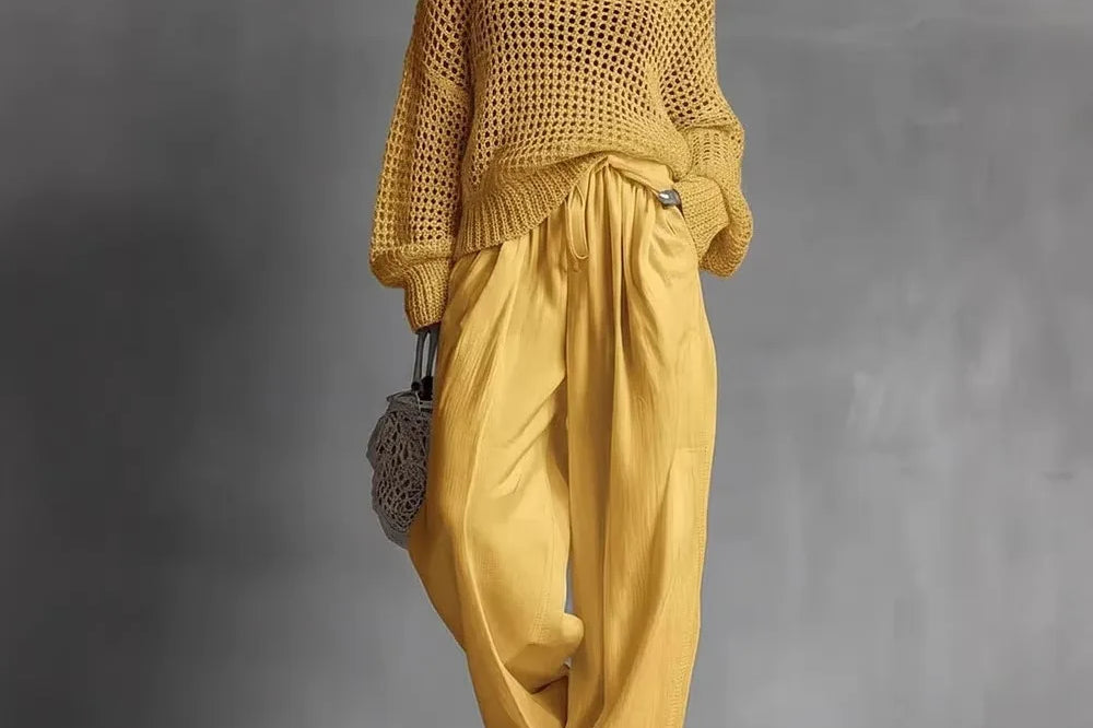 Women's Off-Shoulder Wide-Leg Two-Piece Set | Elegant Textured Trouser Co-Ord