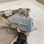 Sky blue leather crossbody bag