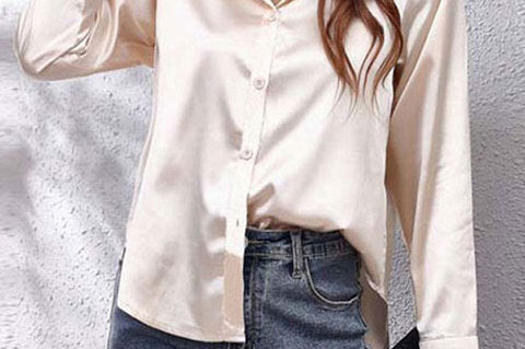 Shirt | Button-Down Satin Top | Elegant Versatile Blouse 0