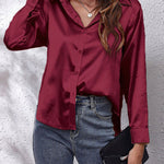 Shirt | Button-Down Satin Top | Elegant Versatile Blouse 10