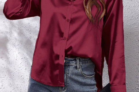 Shirt | Button-Down Satin Top | Elegant Versatile Blouse 10