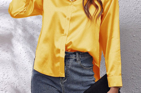 Shirt | Button-Down Satin Top | Elegant Versatile Blouse 12