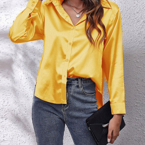 Shirt | Button-Down Satin Top | Elegant Versatile Blouse 12