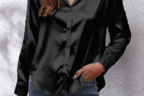 Shirt | Button-Down Satin Top | Elegant Versatile Blouse 13