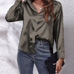 Shirt | Button-Down Satin Top | Elegant Versatile Blouse 14