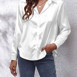 Shirt | Button-Down Satin Top | Elegant Versatile Blouse 15