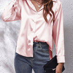 Shirt | Button-Down Satin Top | Elegant Versatile Blouse 16