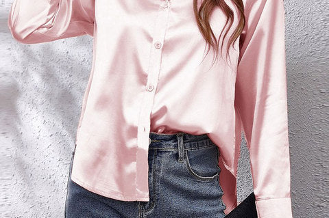 Shirt | Button-Down Satin Top | Elegant Versatile Blouse 16