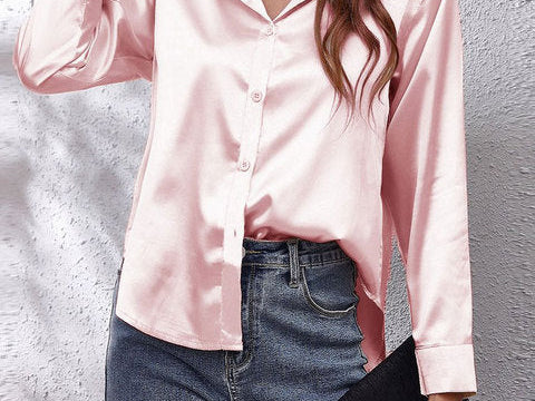 Shirt | Button-Down Satin Top | Elegant Versatile Blouse 16