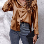 Shirt | Button-Down Satin Top | Elegant Versatile Blouse 3