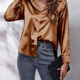 Shirt | Button-Down Satin Top | Elegant Versatile Blouse 3