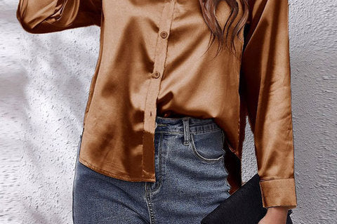 Shirt | Button-Down Satin Top | Elegant Versatile Blouse 3