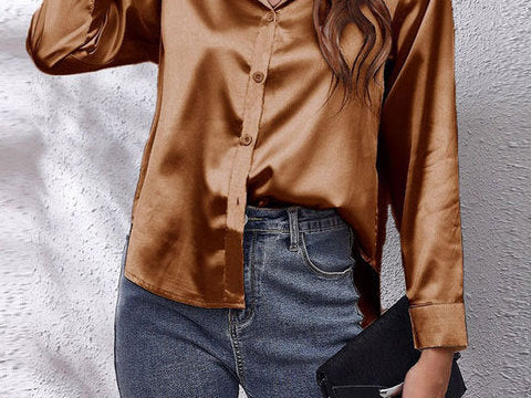 Shirt | Button-Down Satin Top | Elegant Versatile Blouse 3
