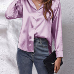 Shirt | Button-Down Satin Top | Elegant Versatile Blouse 4