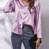 Shirt | Button-Down Satin Top | Elegant Versatile Blouse 4