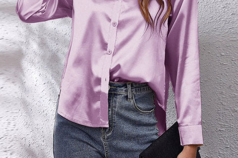 Shirt | Button-Down Satin Top | Elegant Versatile Blouse 4