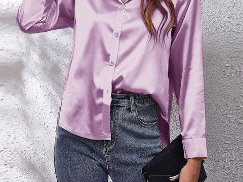 Shirt | Button-Down Satin Top | Elegant Versatile Blouse 4