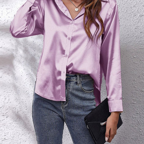Shirt | Button-Down Satin Top | Elegant Versatile Blouse 4
