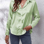 Shirt | Button-Down Satin Top | Elegant Versatile Blouse 5