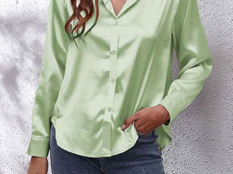 Shirt | Button-Down Satin Top | Elegant Versatile Blouse 5