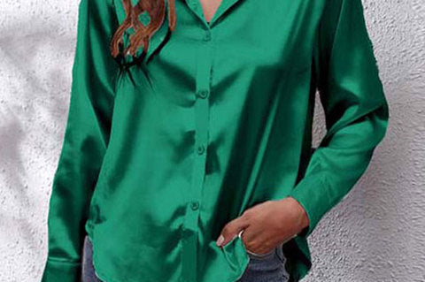 Shirt | Button-Down Satin Top | Elegant Versatile Blouse 7