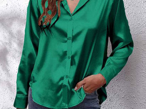 Shirt | Button-Down Satin Top | Elegant Versatile Blouse 7