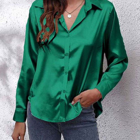 Shirt | Button-Down Satin Top | Elegant Versatile Blouse 7