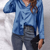 Shirt | Button-Down Satin Top | Elegant Versatile Blouse 8